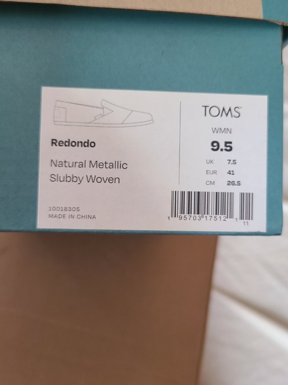 TOMS Redondo Loafers, Natural Metallic Slubby Woven, W US Size 9.5 - Picture 2 of 6